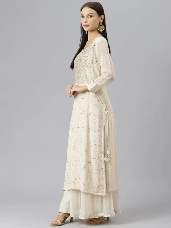 Divena Baby Pink Pure Rassion Chenderi Kurta Sharara Set with Dupatta - Image 3