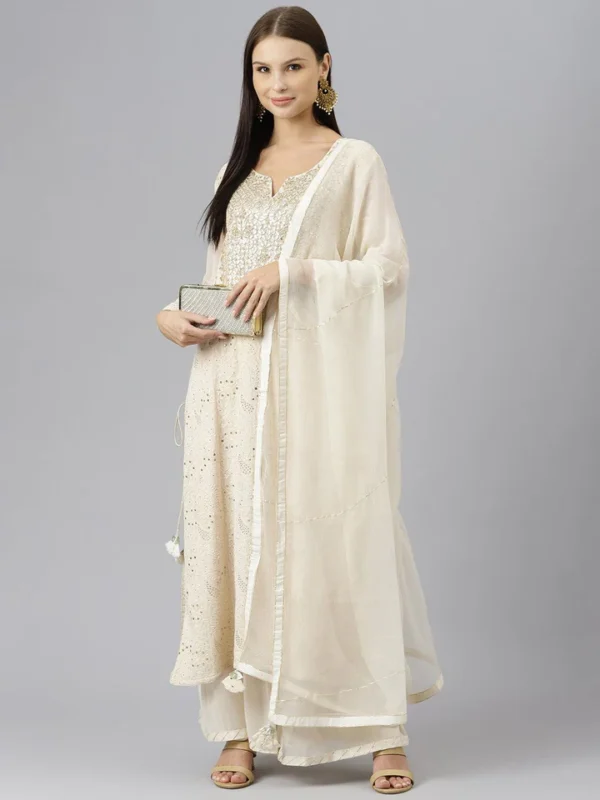 Divena Baby Pink Pure Rassion Chenderi Kurta Sharara Set with Dupatta - Image 2