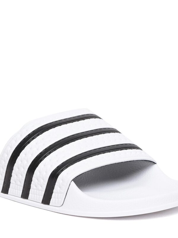 Men White & Black ADILETTE Striped Sliders - Image 5