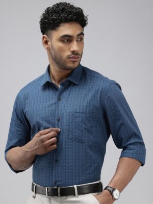 Pure Cotton Manhattan Slim Fit Checked Formal Shirt