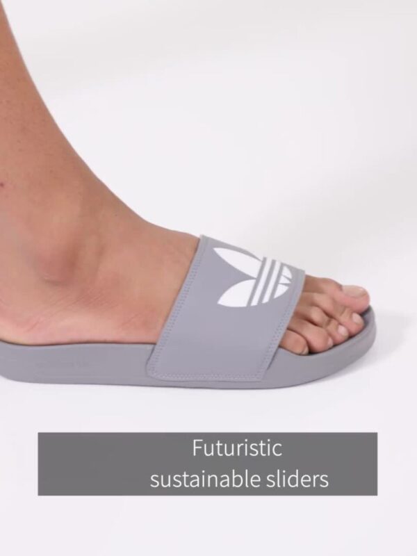 Men Grey & White Brand Logo Print Adilette Lite Sustainable Sliders - Image 8