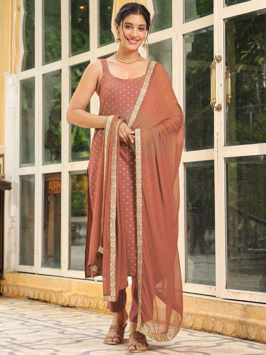 Qatrryi0_e3dab789f5444f9d81c24bb73ef26dc9 Floral Printed Square Neck Sleeveless Straight Kurta With Trousers & Dupatta - Image 1