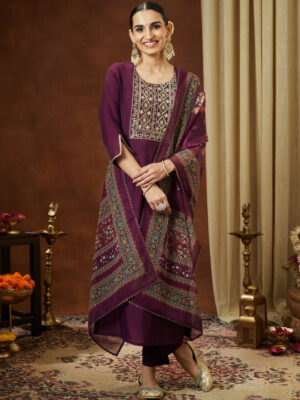 Women Ethnic Motifs Embroidered Kurta with Trousers & Dupatta